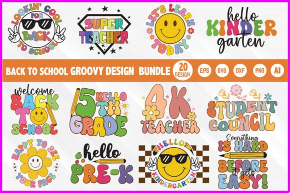 Back to School Groovy Design Bundle: A Versatile Resource for Custom Printing Needs