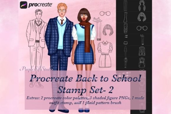 Back-to-School Procreate Stamps Set-2: Boost Your Artwork Efficiency
