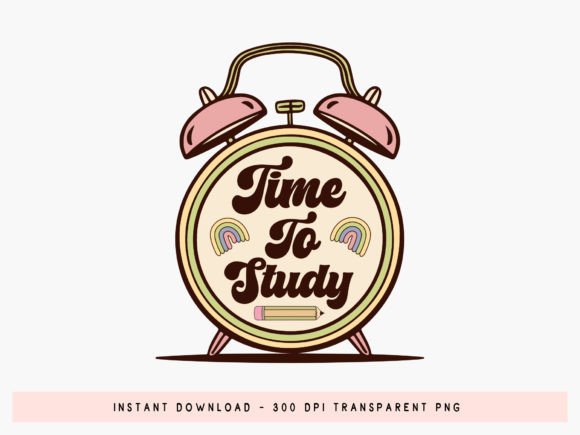 Time to Study, Groovy Back to School PNG: A Versatile Design for Creative Projects